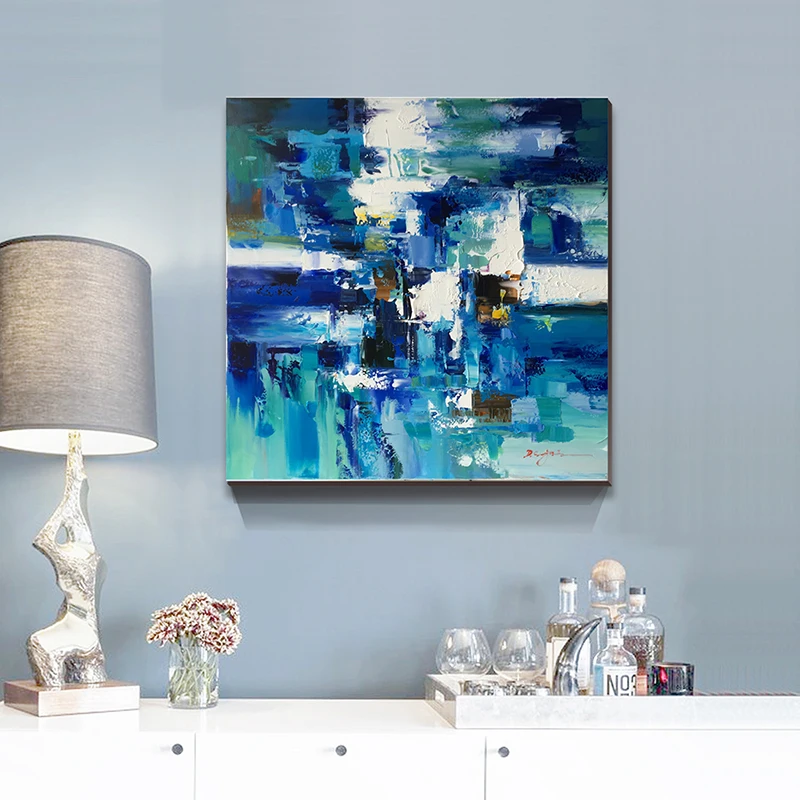 Modern blue water ripple canvas hand painted oil painting