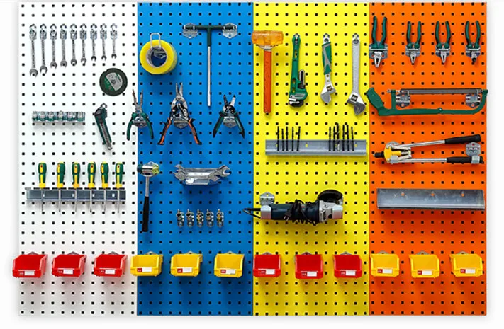 Wholesale wall mounted square hole metal pegboard  display racks shelf  Stagger perforated sheets pegboard