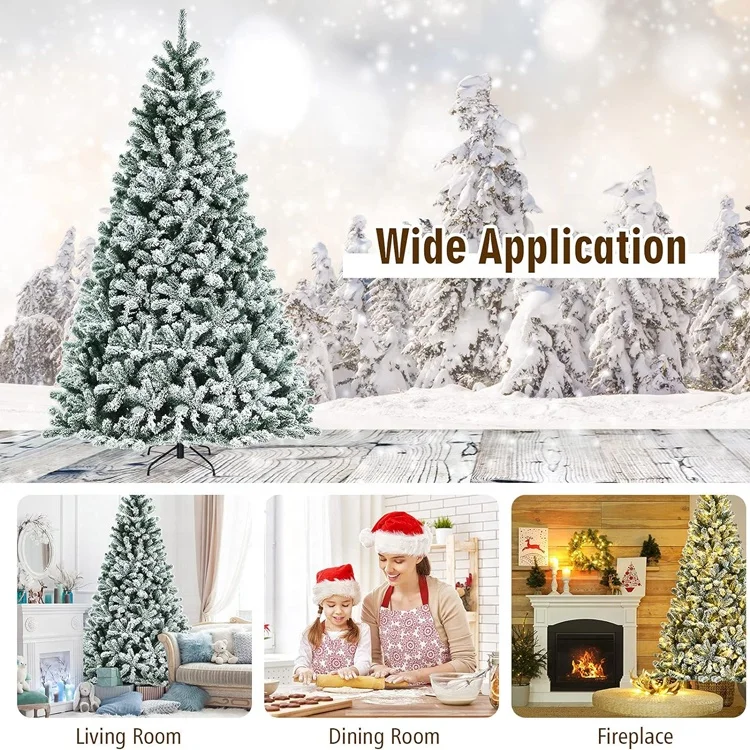 150cm 180cm 210cm 240cm Xmas Tree Flocked Christmas Trees Snow White Artificial Christmas Tree