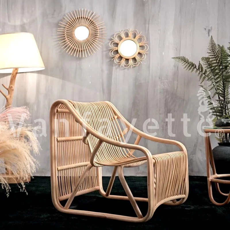 Wico Ins Luxury Indoor Couch Single Chair Collection for Hotel Furniture Design 2 Seater Cane Sofa Real bahama rattan chair