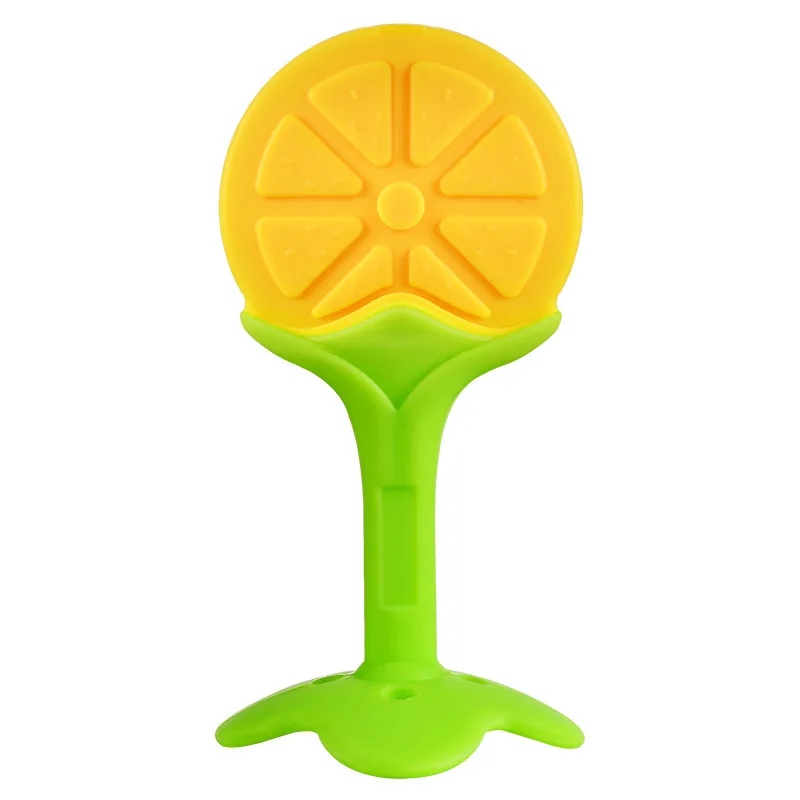 Unisex Wholesale Silicone Baby Teether Toy Soft Fruit-Design Toothbrush for Kids Baby Teething Toy