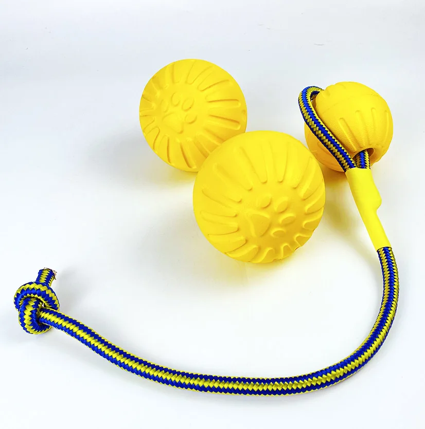 Wholesale EVA Floatable Dog Toy Ball with Pulling Rope Dog Bite Resistant Ball Training Toy Small Size and Bigger Size