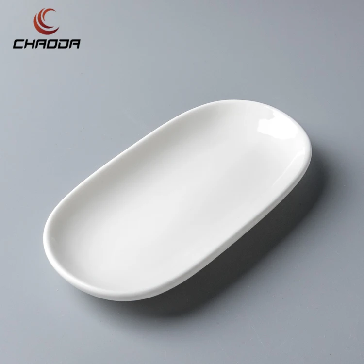 CHAODA Oval Shape high quality Ceramic Dishes 6.5 Inch Fine Porcelain Plates For Stars Hotel