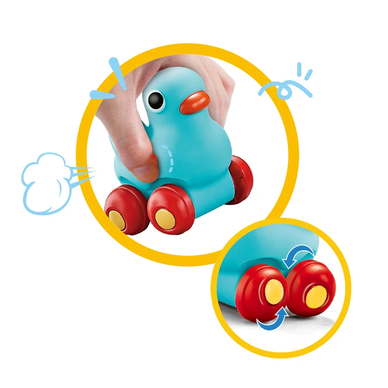 QS Factory New Baby Learning Clawing Cute Animal Car Toys Colorful Plastic Cartoon Free Wheel Vehicle Toys For Children Gift