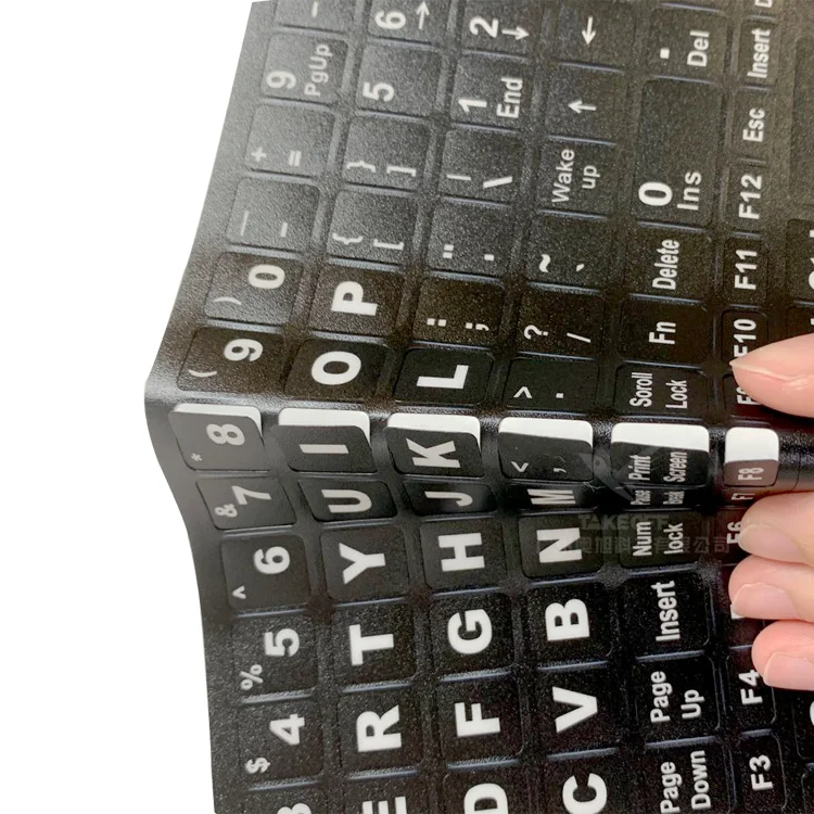 Заказная Оптовая ПВХ прозрачная глянцевая износостойкая Полная клавиатура английская Клавиатура Наклейка