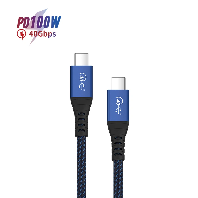 OEM ODM USB-IF CE Certified  Nylon Braid 100W Power Delivery Data Sync Cable 40Gbps 20V 5A Usb4 Fast Charging Cable