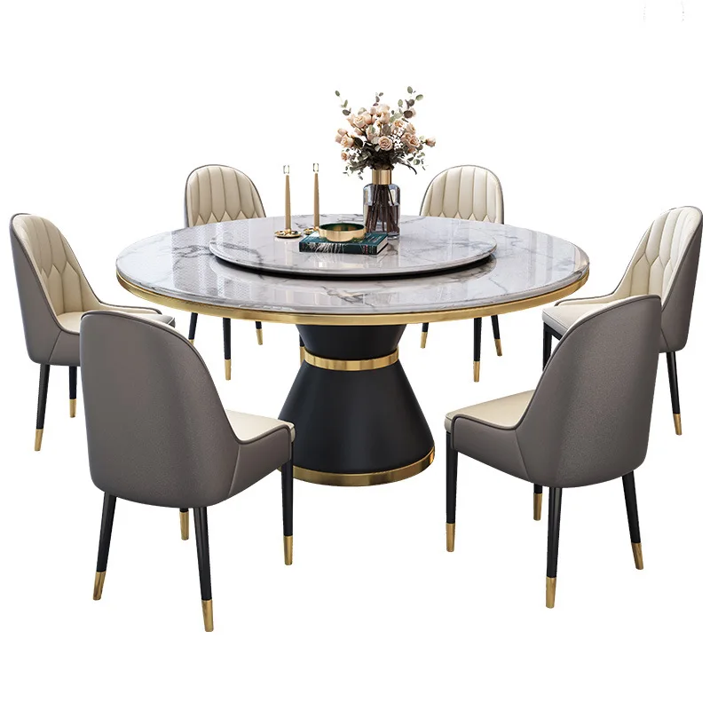 Luxury furniture marble round table living room Dining Room morden  dining table chairs 4-8 set