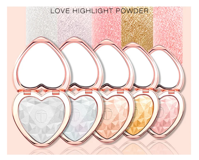 2019 explosion heart-shaped 5-color private label concealer makeup powder with mirror