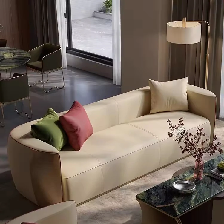 Italian light luxury leather sofa designer high-grade original villa large flat all leather sofa