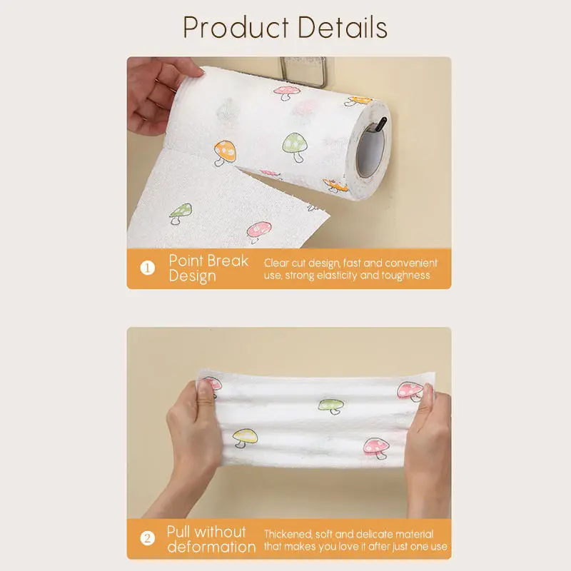 Kitchen Magic Disposable Lazy Non-Woven Cloth Thickened Scouring Pad Dry And Wet Dual-Use Tear Away Microfiber Towel Cloths Roll