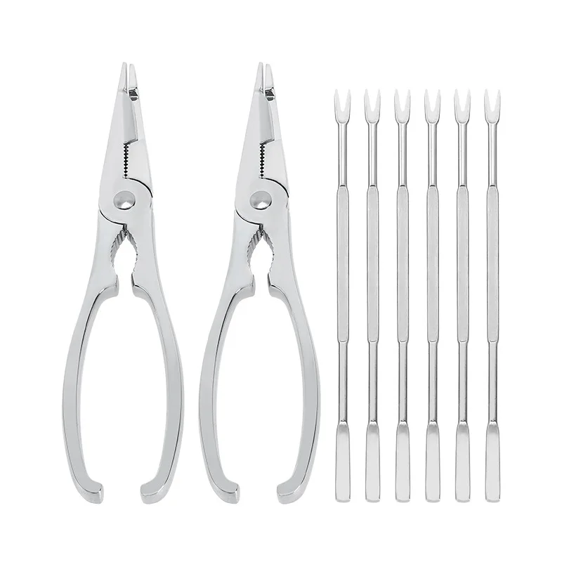 Factory direct sale in stock Zinc alloy 8 piece set household eating crab needle clamp tool seafood tool