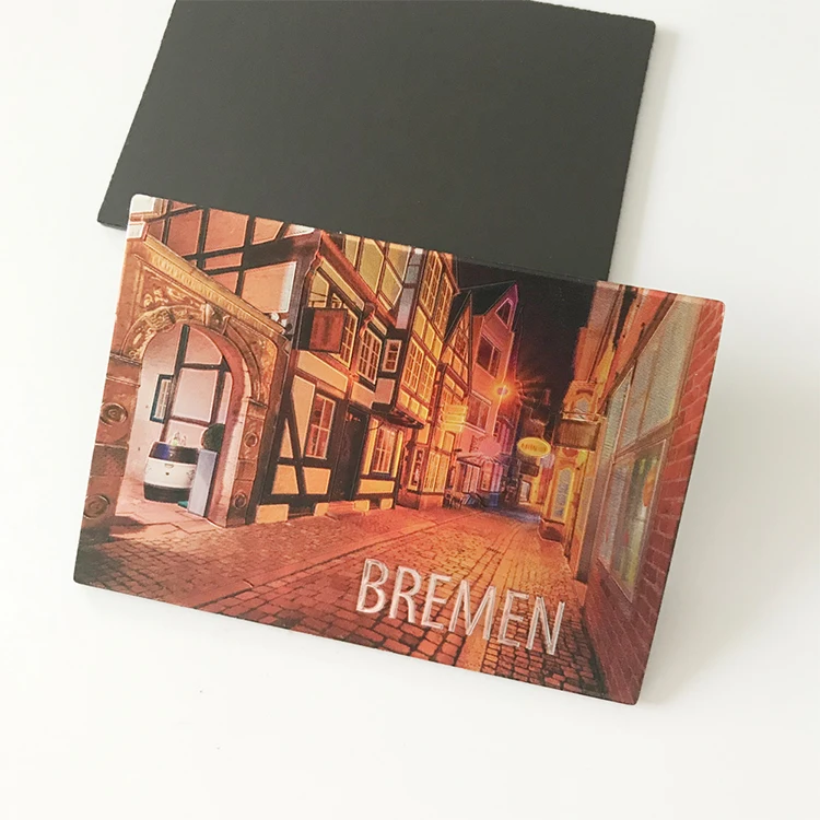 Customized Aluminum Foil Creative Souvenir Fridge Magnet Embossed Refrigerator Sticker