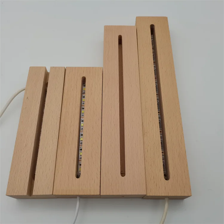 Luminous USB LED Light Holder Desktop Display Base DIY Acrylic Sheet Decoration Customized Christmas Wood Modern Night Light