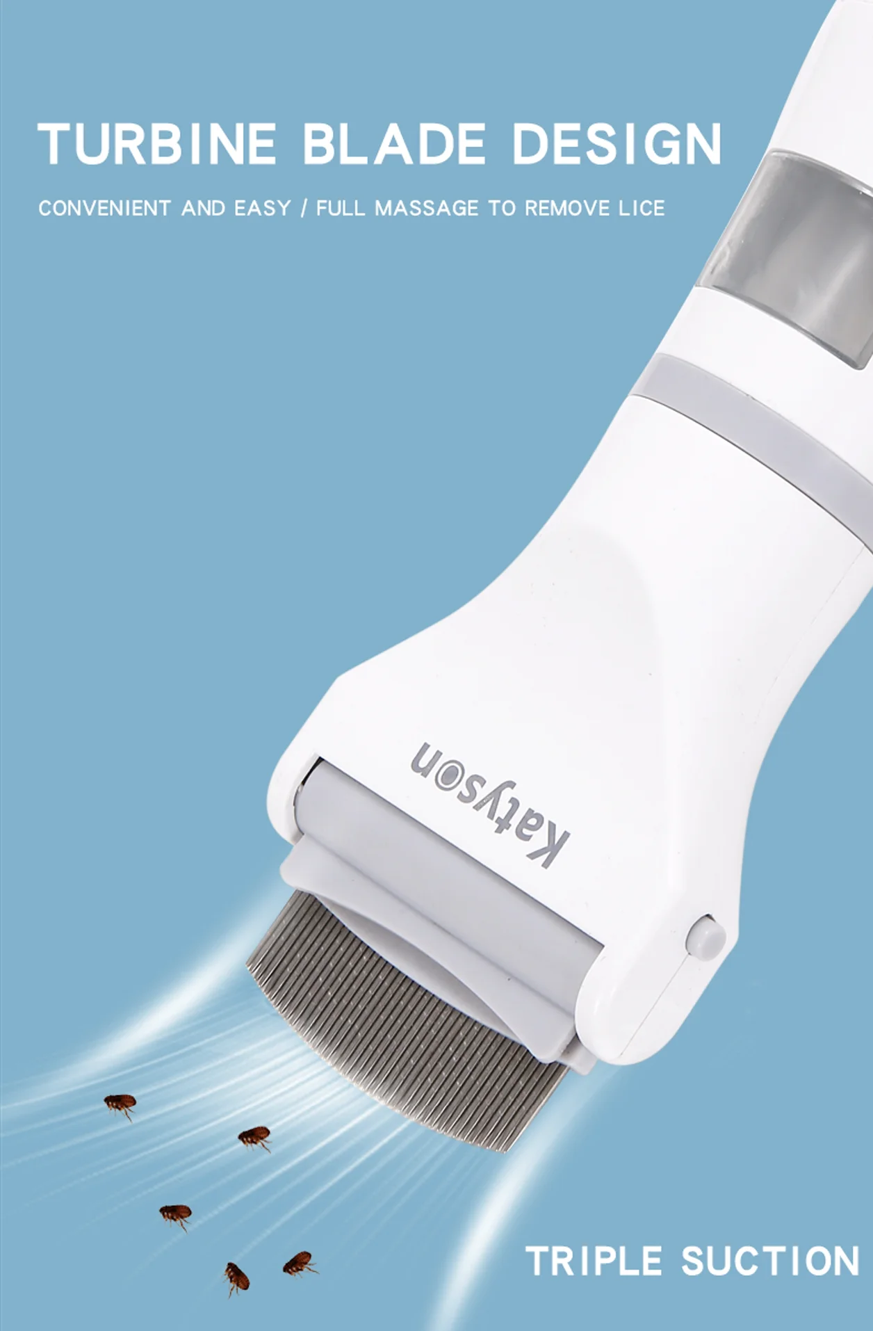 Electric Plastic Pet Comb Small Animal Flea & Lice Cleaner Vacuum Grooming Tool