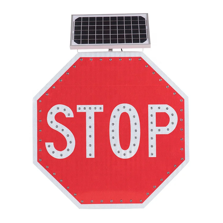 Road driveway Street Pedestrian Octagon Reflective Blinking signal Stop traffic signage Solar powered Flashing Led stop signs