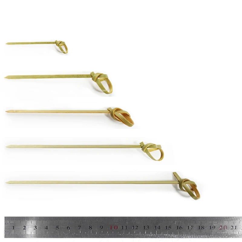 1000 Disposable Skewer Picks Biodegradable Knotted Natural Bamboo