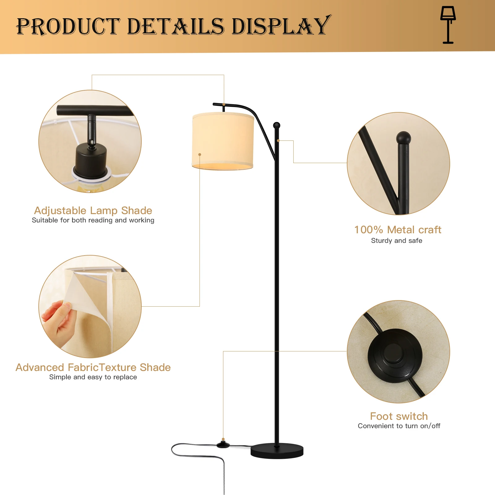 Best Seller Lights Modern Personality Creative Sofa Bedroom Decorative Led Lamp Floor With Beige Linen Lamp Shade
