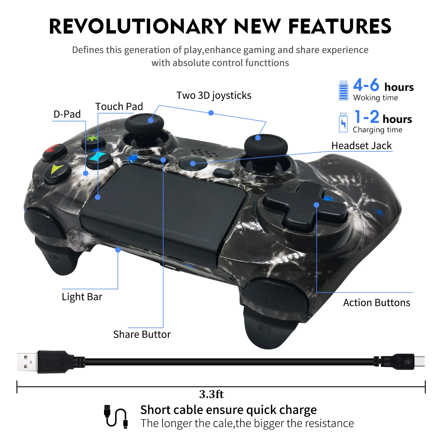 Hot sale Wireless Game Controller Joystick for Playstation 4 Console for PS4 PS3 PC`Phone Vido Gamepad