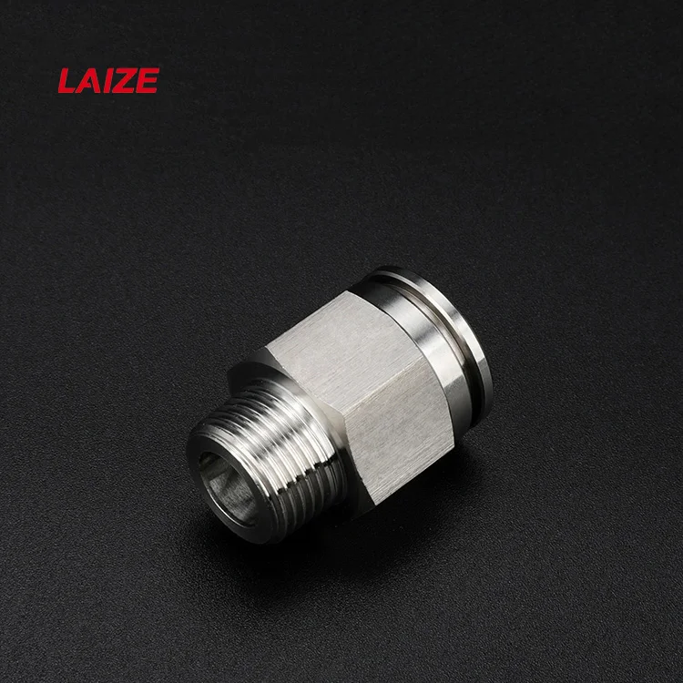 Laize 304 Stainless Steel Male Thread Push In air connectors hose quick fitting pneumatic for Air Water Gas and Oil