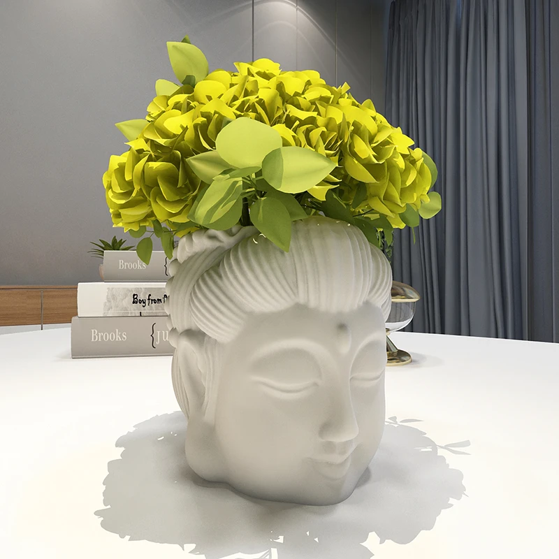 Z829 Statue of Buddha cement flowerpot silicone mold gypsum creative concrete flowerpot mold for home furnishings