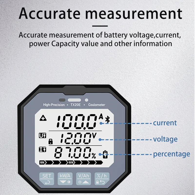 TX20 coulomb meter power display meter electric vehicle lithium iron phosphate battery capacity tester