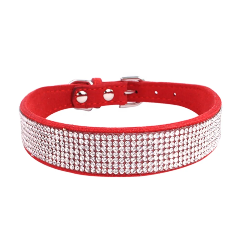 New Multi Color Pet Soft Microfiber Hot Drilling Traction Rope Dog Collar