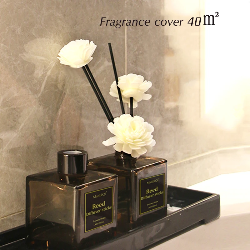 200ml Black wholesale Scented Oil diffuser Decorate Glass Bottle Aroma Reed Stick for Home Fragrance