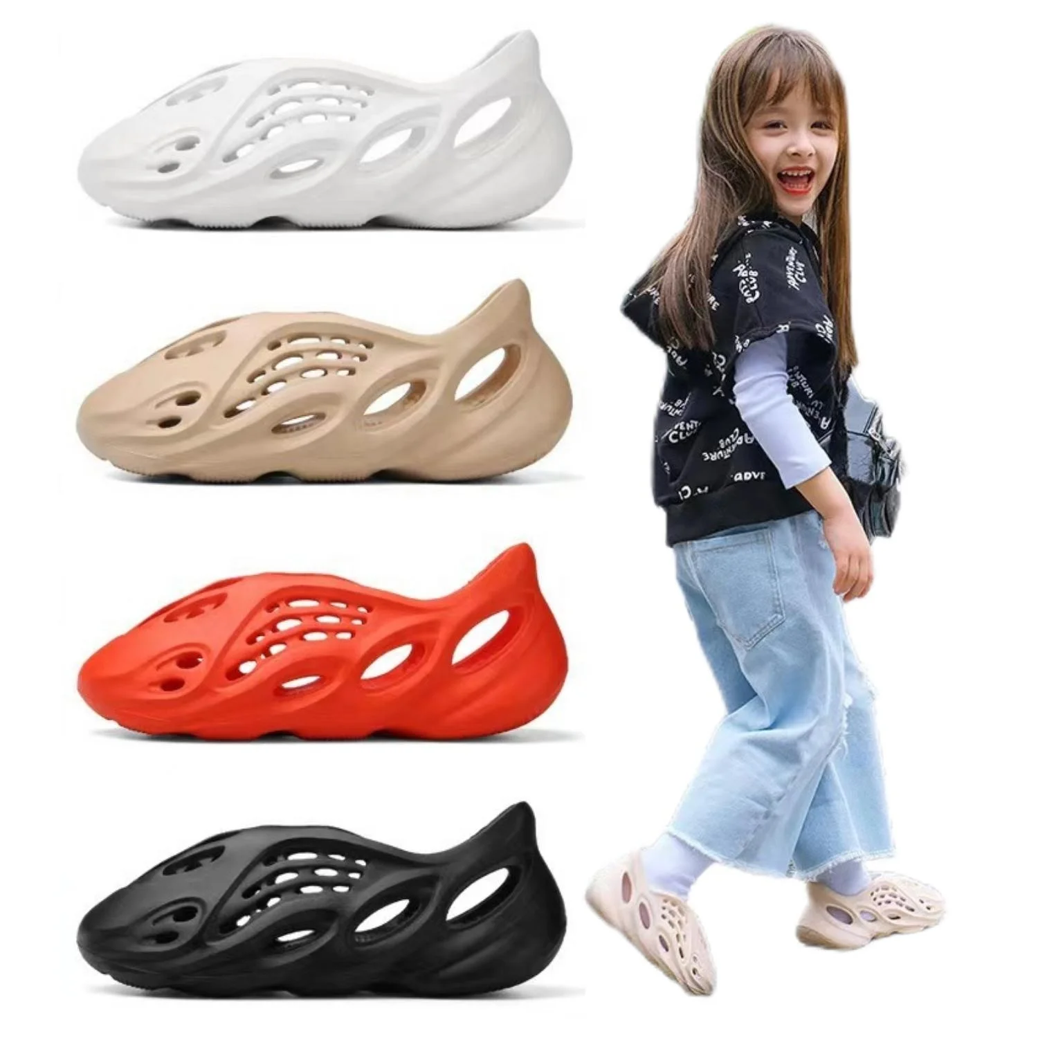 Custom fur YEEZY Foam Runner YEZZY Shoes Boots Original kids Toddler Children Slippers Sandales Sneakers YEEZY Slides 350 V2 V3