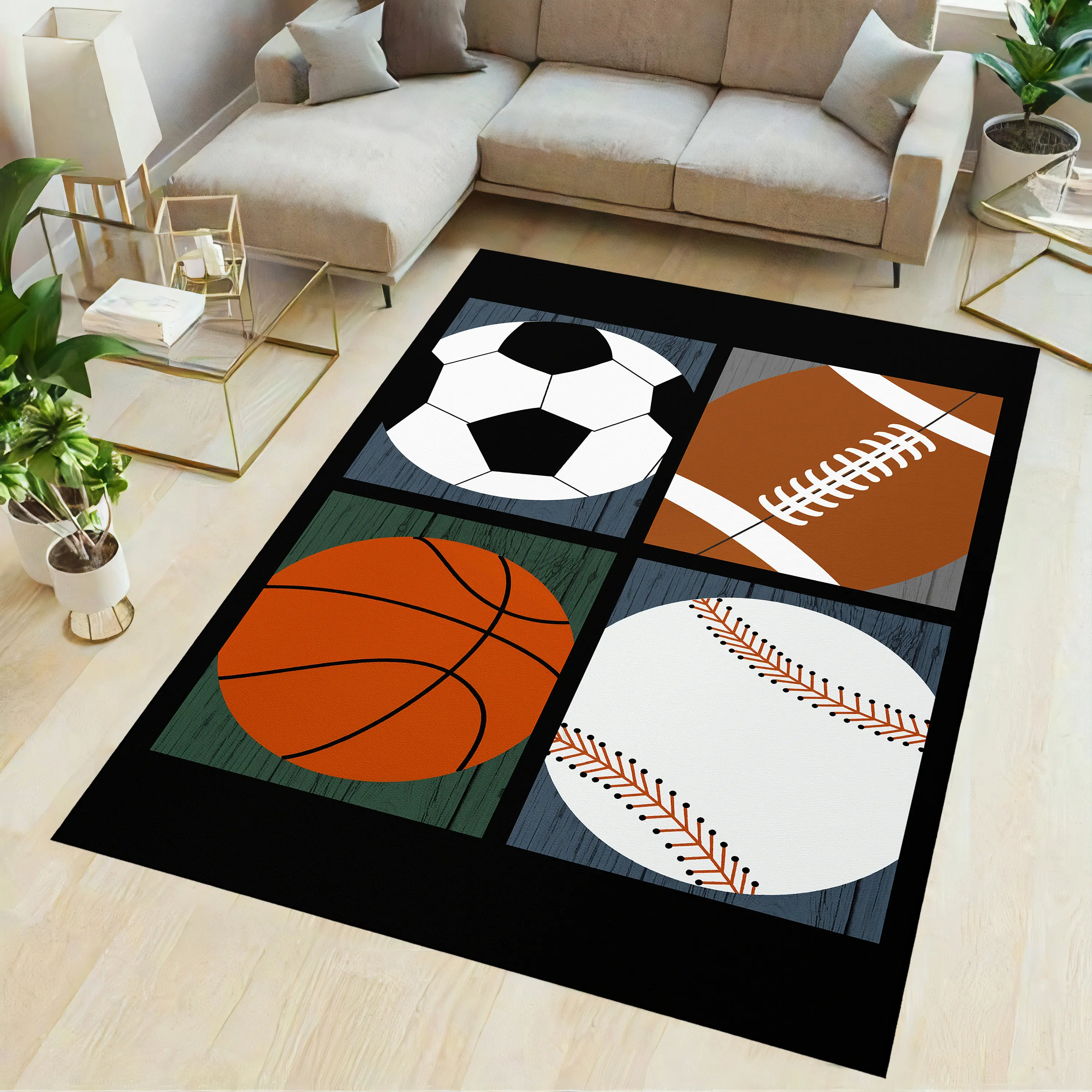 Wholesale Custom Printed Colorful Balls Floor Rug Kids Livingroom Decor Soft Floor Carpet Rug