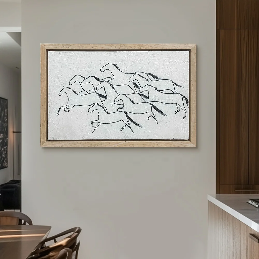 JZ Abstract Texture Home Decor Framed Artwork 3D Hand Wall Art Handpainted Original Custom Oil Paintings And Wall Arts Horse