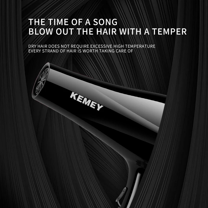 Kemey km-5815 Профессиональный салон 1600 Ватт высокая скорость сильный ветер вентилятор для волос Быстрый сухой фен включает в себя стильные насадки