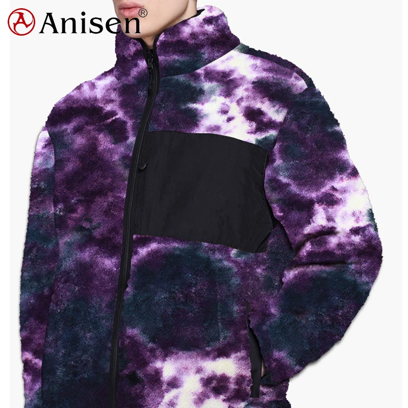 
2020 polar fleece jacket winter Tie Dye starry sky 100% polyester mens sherpa jacket 
