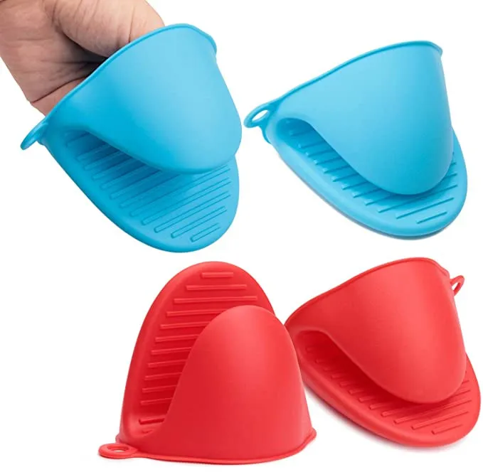 2 PCS Silicone Oven Mitts Heat Resistant,Mini Oven Mitts Rubber Oven Glove for Kitchen Frying Cooking Baking BBQ