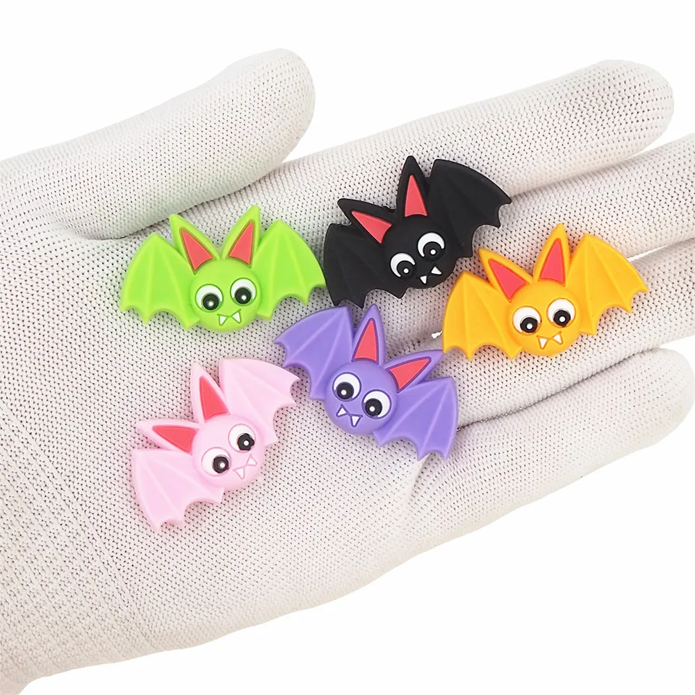 Newly Released Cartoon Bat Shape Silicone Beads Food Grade Baby Teething DIY Pacifier Chain Baby Teether Beads