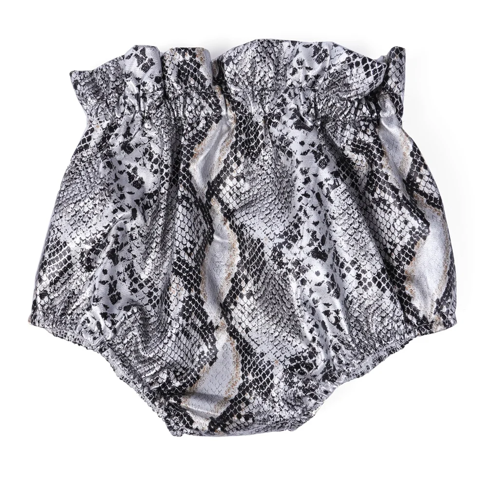 
Wholesale Fashion Kids snake print faux leather bummies shorts 