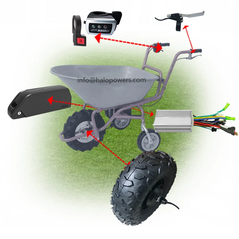 36V 48V 350W dc low speed high torque wheelbarrow hub motor 14.5 inch electric wheelbarrow motor agricultural electric motor