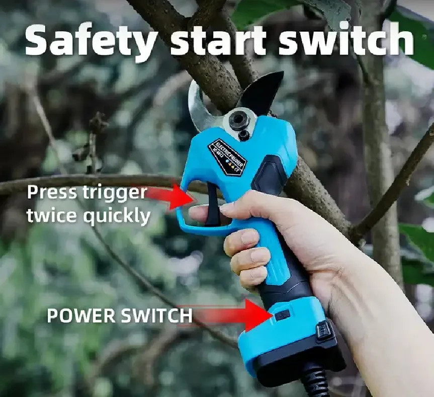 45mm Electric Cordless Pruning Shears Branch Scissor Cutter Pruner With 2 Batteries