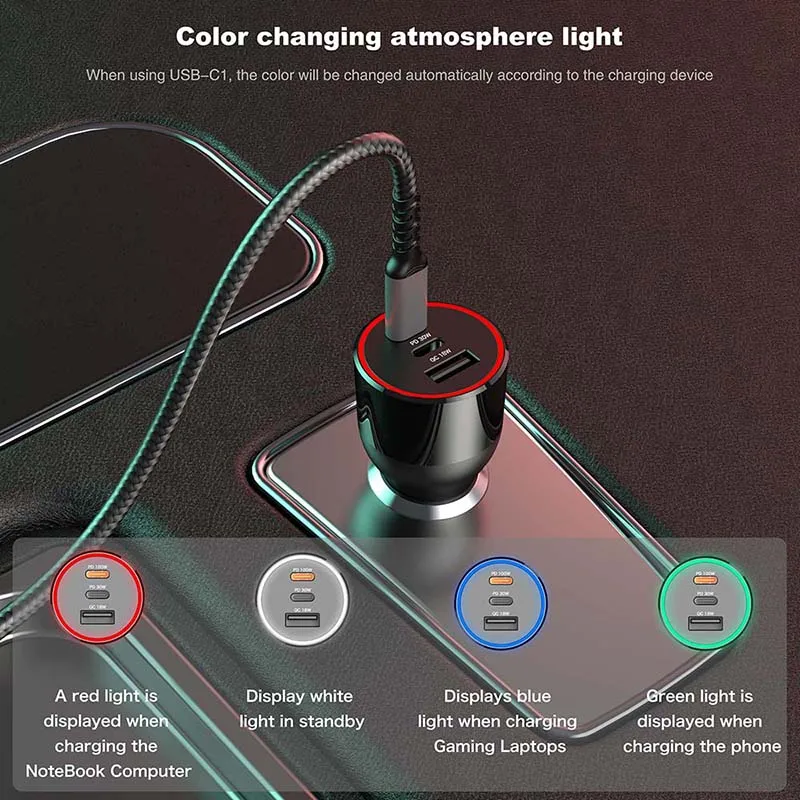PD3.0 автомобильное зарядное устройство USB Type-C PD с двумя USB-портами суперзарядное QC3.0