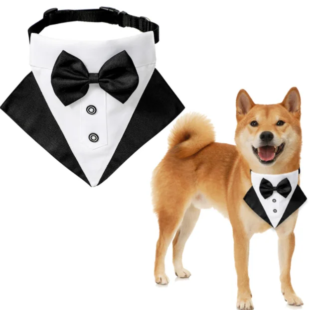 Banquet Suit Pet Saliva Towel Triangular Scarf Pet Collar Tuxedo Dog Wedding Bandana