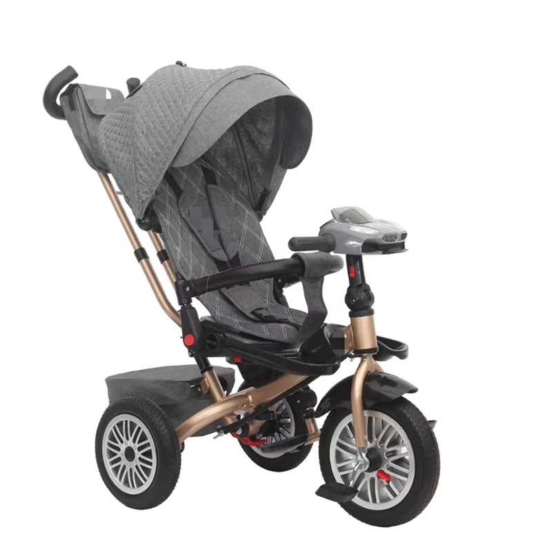 New Design Rubber Wheels Child Tricycle Bike with Music Rear Bag