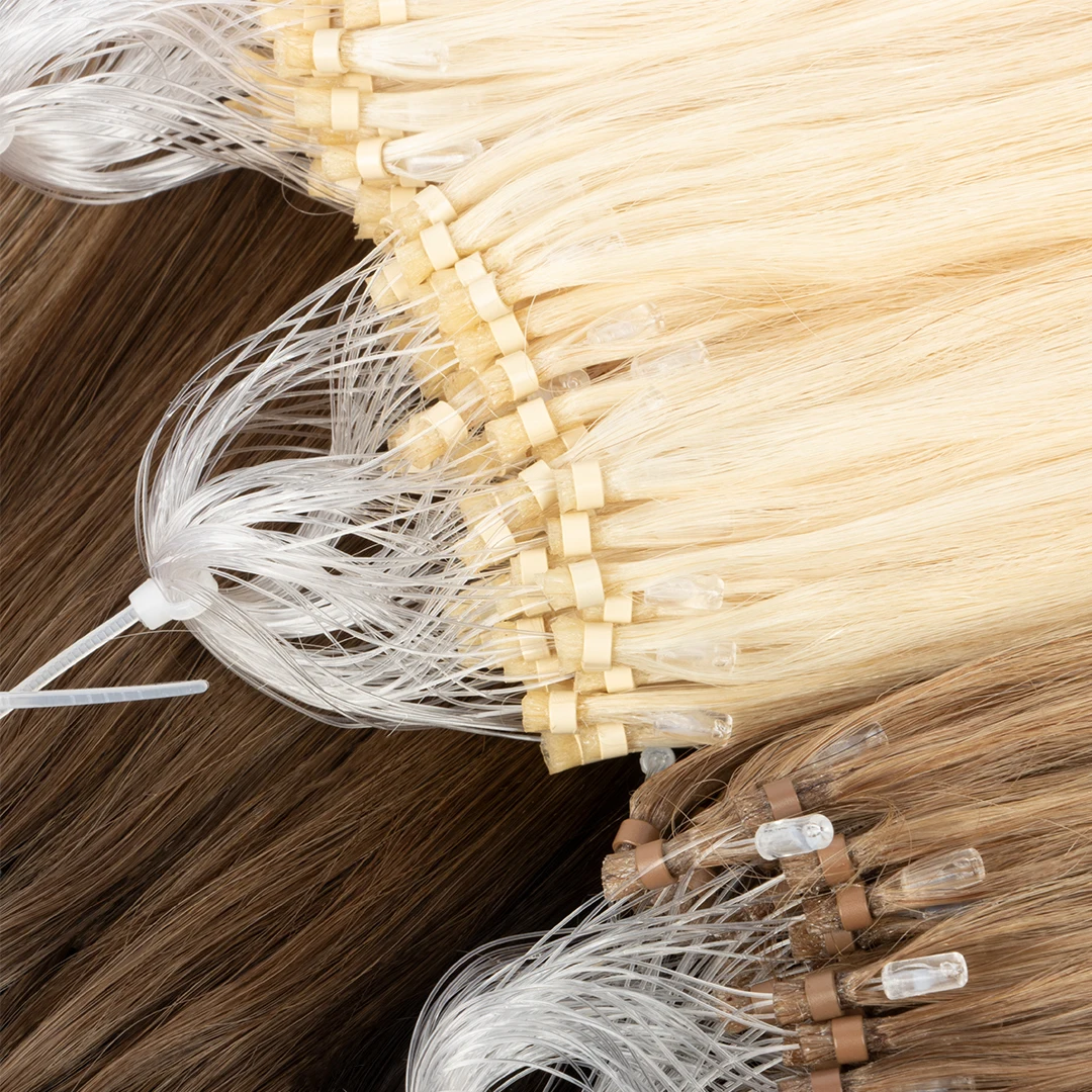 Wholesale high quality 12A grade Russian hair extension micro rings 100g for 100pcs cooper beads micro ring hair extensions loop