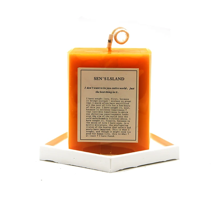 
wholesale beeswax Yellow honey candle with a variety of fragrance to choose square beeswax candles 