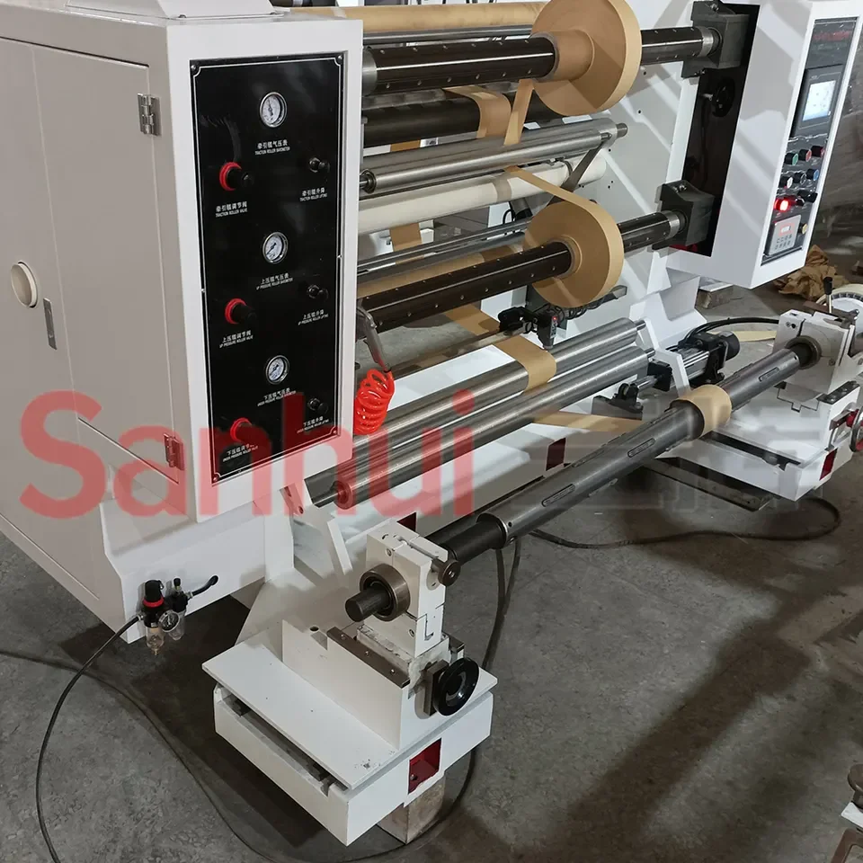 wrapping paper slitting knifes grinding machine with turret rewind for aluminium roll