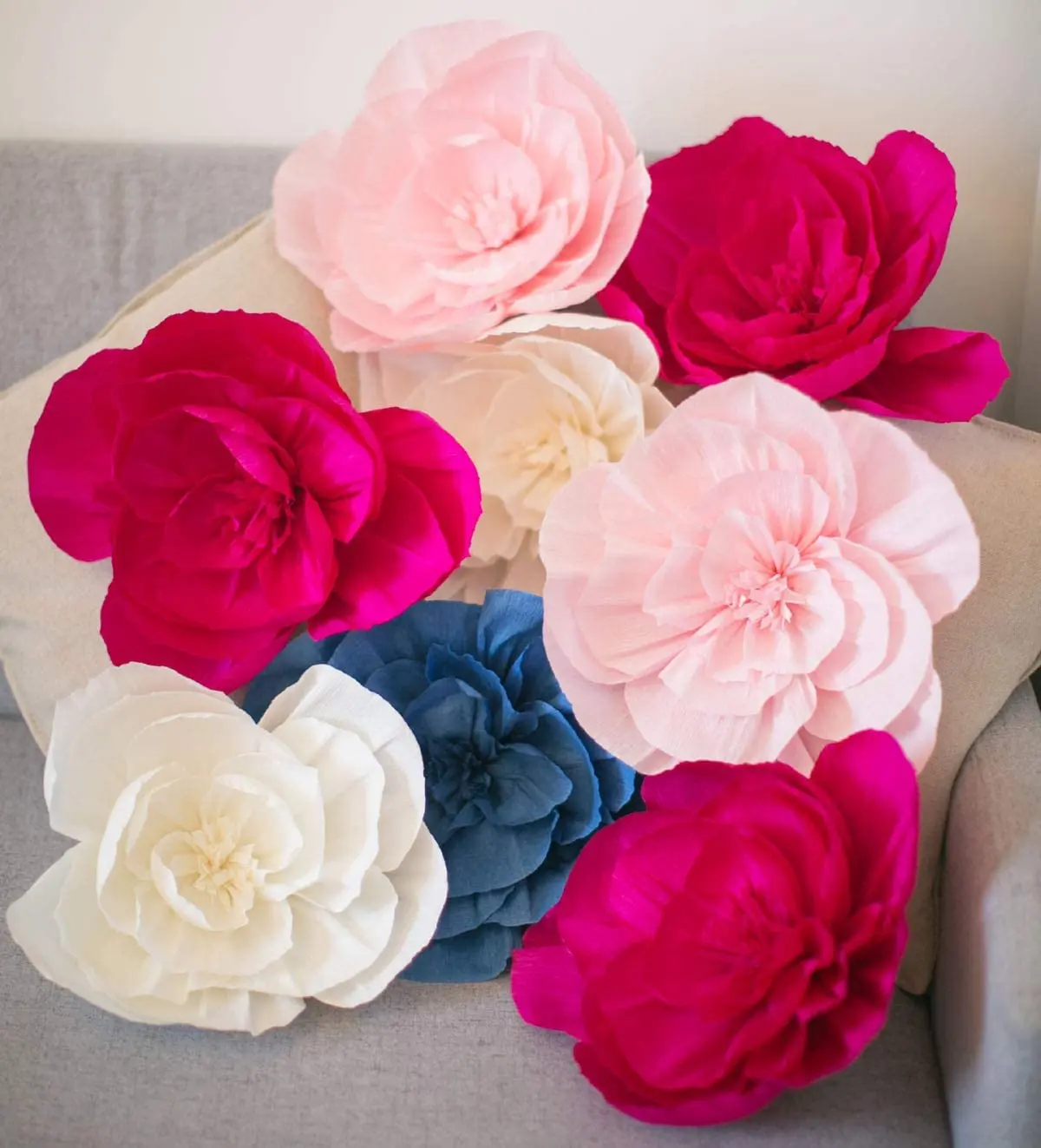 
wrapping colorful crepe paper roll 