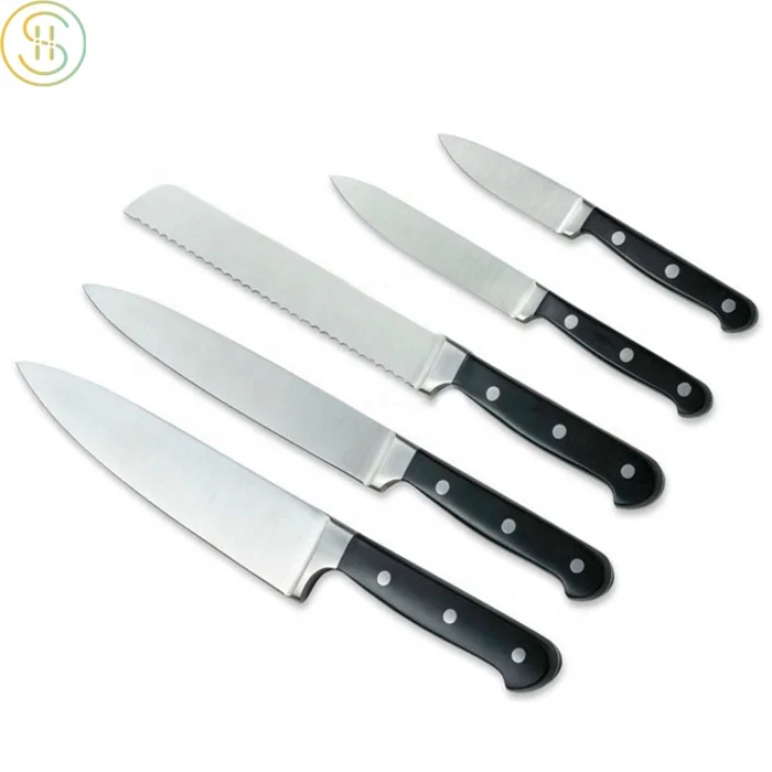 OEM Factory Forged 5 Pieces Stainless Steel Super Sharp Kitchen Knife Set With ABS Handle for Home Kitchen