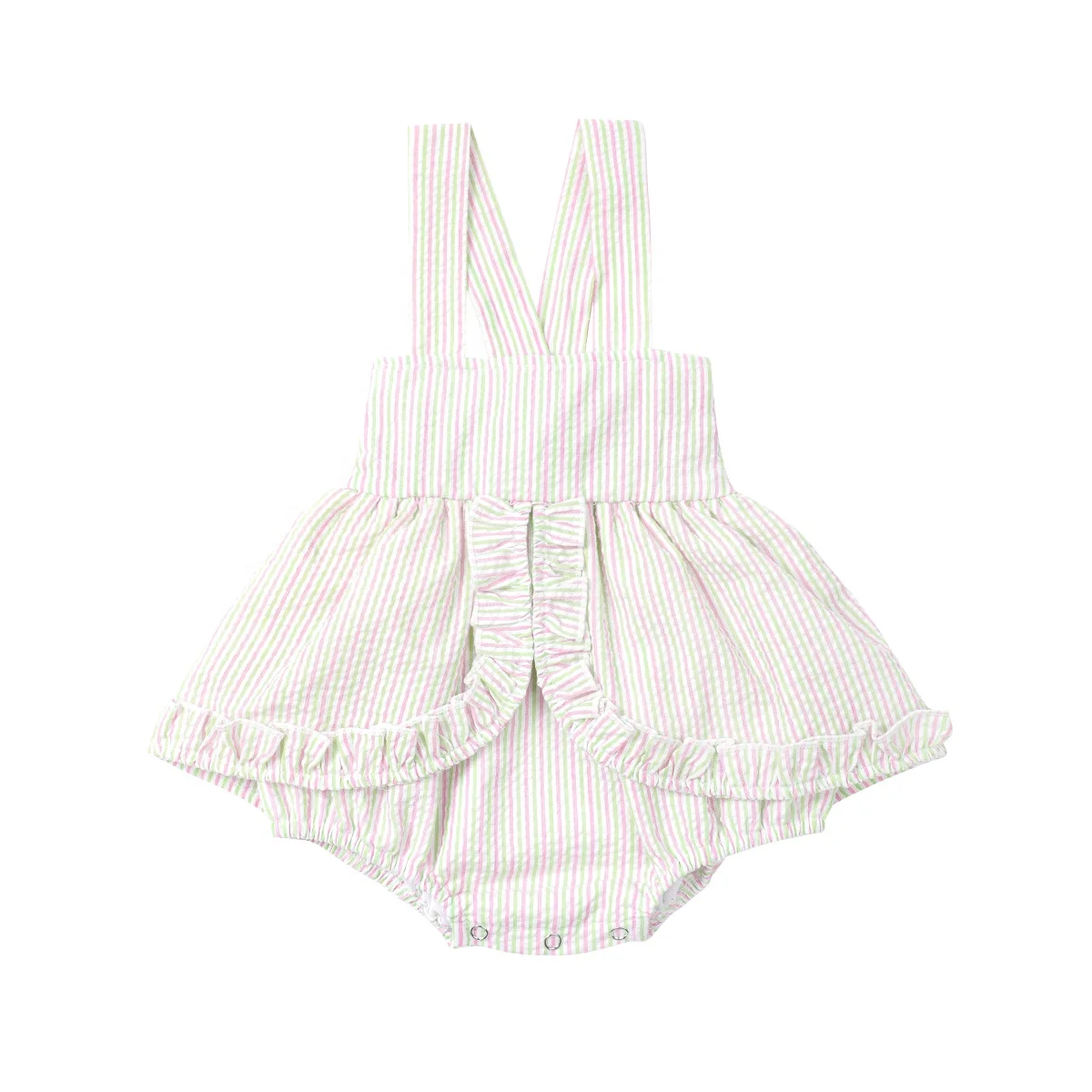 2024 summer children swimwear striped seersucker baby girl one piece swimsuit kids clothing design