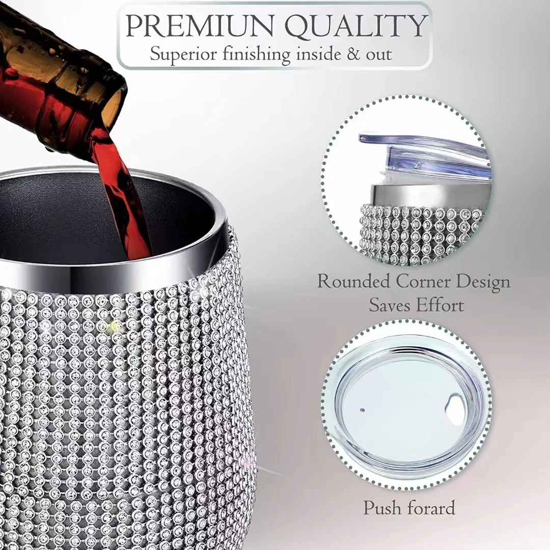 High Quality With Straw Purple Water Tumblers Bling Tumbler Rhinestone Tumbler 12oz