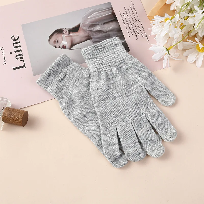HF winter warm pure color knitted gloves cheap customizable women winter good quality gloves