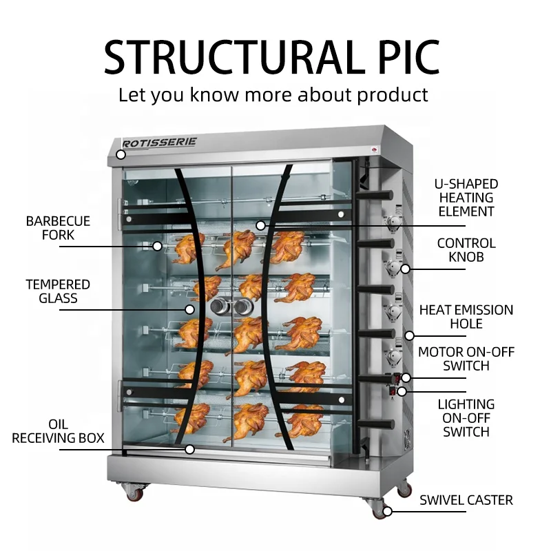 Automatic Commercial Electric Rotisserie Equipment Oven Grill Chicken Roasting Machine