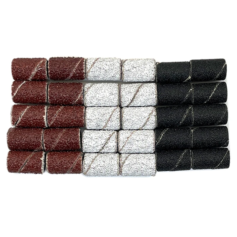 High Quality Manicure Ring White Tools Grinding Machine Mandrel Grit Head Sandpaper Nail Bits Art Bands Mini Drill Sanding Zebra